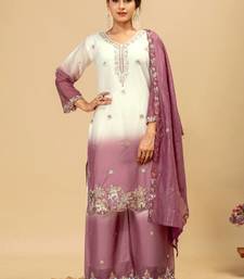 Onion Pink Color Front Embroidery Beads Work With Cut-work Padding Star Georgette Kurti Set