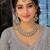 White color necklace set with earrings & maang tikka | kundan & agate stone | lekar gold plating
