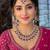 Rani color necklace set with earrings & maang tikka | kundan & agate stone | lekar gold plating