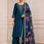 Morpeach silk blend  embroidery work kurta pant set with printed dupatta