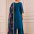 Morpeach silk blend  embroidery work kurta pant set with printed dupatta