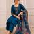 Morpeach silk blend  embroidery work kurta pant set with printed dupatta