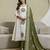 White cotton embroidery work kurta pant set with printed dupatta