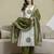 White cotton embroidery work kurta pant set with printed dupatta