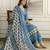 Blue cotton embroidery with sequnce work anarkali kurta pant set with printed dupatta