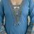 Blue cotton embroidery with sequnce work anarkali kurta pant set with printed dupatta