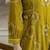 Mustard cotton floral hand block printed sequin embroidery work a-line kurta pant dupatta