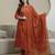 Cotton orange print, mirror & shell tassel work kurta pant dupatta