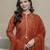 Cotton orange print, mirror & shell tassel work kurta pant dupatta