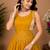 Mustard Color Fancy Plain Lehenga With Lace Patti Work Blouse For Navratri - full stitched free size