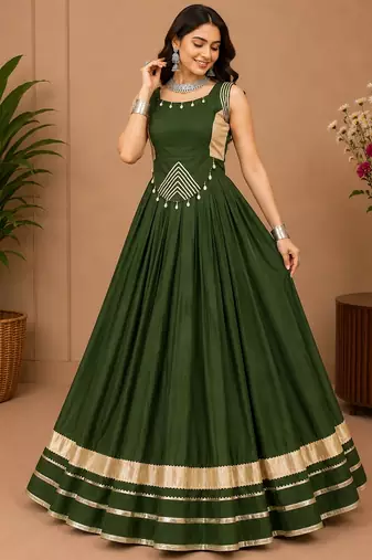 Mehendi Color Fancy Plain Lehenga With Lace Patti Work Blouse For Navratri - full stitched free size