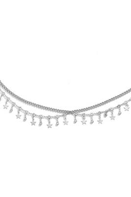 Silver plated cz studded star tassel kamar bandh waist belly chain jewellery  gift for women 3