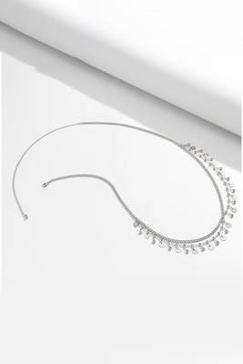 Silver plated cz studded layer waist belly chain adjustable kamar bandh jewellery gift 1