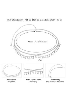 Silver plated cz studded layer waist belly chain adjustable kamar bandh jewellery gift 4