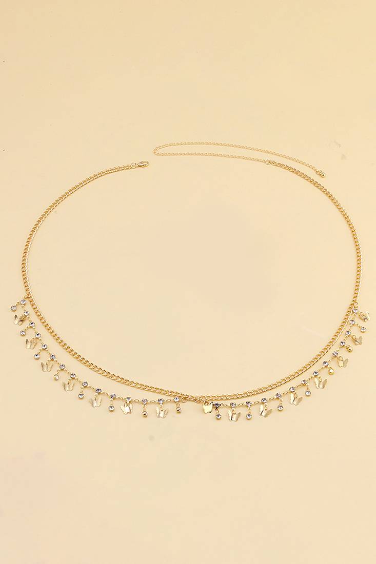 Butterfly style gold plated waist chain dress body belt kamar bandh belly chain