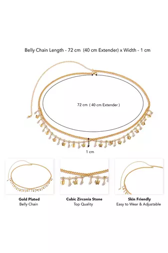 Butterfly style gold plated waist chain dress body belt kamar bandh belly chain
