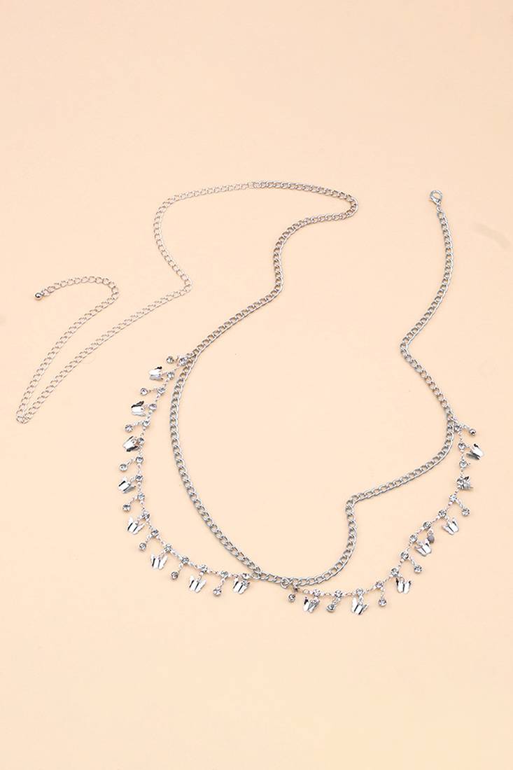Butterfly style silver plated waist chain dress body belt kamar bandh belly chain