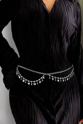 Butterfly style silver plated waist chain dress body belt kamar bandh belly chain 2