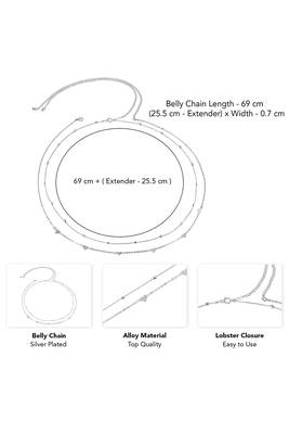 Silver plated contemporary belly chain kamarbandh jewellery for women & girls (set of 2) 3