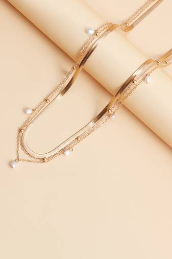 Gold plated pearl studded contemporary belly chain kamarbandh jewellery for women & girls