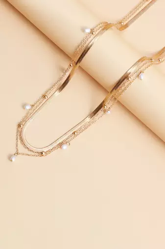 Gold plated pearl studded contemporary belly chain kamarbandh jewellery for women & girls