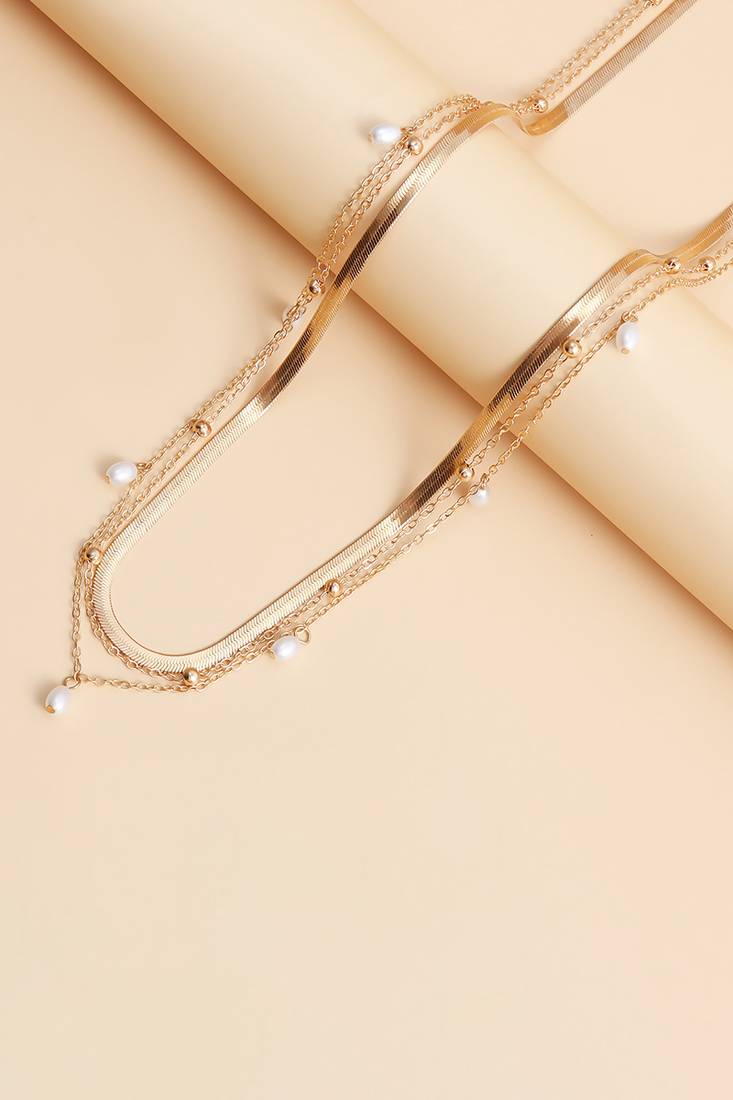 Gold plated pearl studded contemporary belly chain kamarbandh jewellery for women & girls