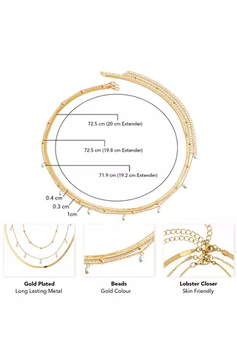 Gold plated pearl studded contemporary belly chain kamarbandh jewellery for women & girls