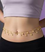 Crystal studded gold plated fancy kamarbandh belly chain waist chain jewellery for women
