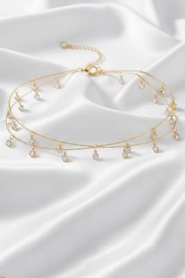 Crystal studded gold plated fancy kamarbandh belly chain waist chain jewellery for women 2