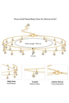 Crystal studded gold plated fancy kamarbandh belly chain waist chain jewellery for women 3