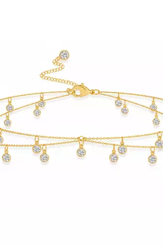 Crystal studded gold plated fancy kamarbandh belly chain waist chain jewellery for women
