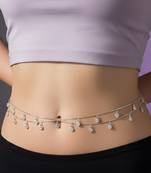 Crystal studded silver plated fancy kamarbandh belly chain waist chain jewellery for women