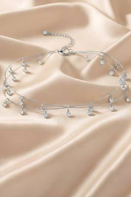 Crystal studded silver plated fancy kamarbandh belly chain waist chain jewellery for women 2