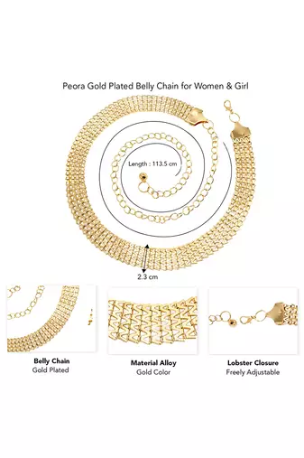Gold plated fancy kamarbandh belly chain waist chain jewellery gift for women & girls