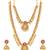 Goddess lakshmi faux ruby faux emerald studded bridal short long necklace earrings set