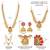 Goddess lakshmi faux ruby faux emerald studded bridal short long necklace earrings set