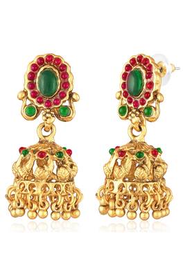 Goddess lakshmi gold plated bridal long & short necklace with earrings jewellery set for women 2