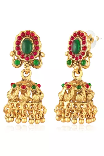 Goddess lakshmi gold plated bridal long & short necklace with earrings jewellery set for women