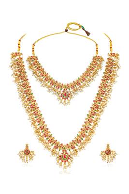 Faux ruby studded gold plated ethnic kamarbandh belly chain jewellery for women & girls 1