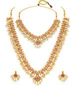 Faux ruby studded gold plated ethnic kamarbandh belly chain jewellery for women & girls