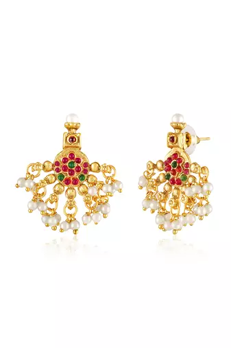 Faux ruby studded gold plated ethnic kamarbandh belly chain jewellery for women & girls