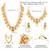 Gold plated faux emerald faux ruby & beads studded choker & long necklace earrings bridal set