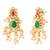 Gold plated faux emerald faux ruby & beads studded choker & long necklace earrings bridal set