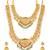 Gold plated faux ruby faux emerald & lariya studded necklace earrings bridal jewellery set