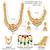 Gold plated faux ruby faux emerald & lariya studded necklace earrings bridal jewellery set