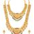 Gold plated faux ruby faux emerald & lariya studded necklace earrings bridal jewellery set