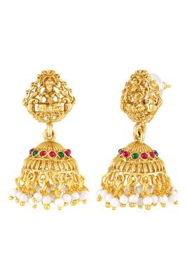 Gold plated faux ruby faux emerald & lariya studded necklace earrings bridal jewellery set 5