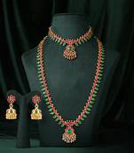 Gold plated faux ruby faux emerald studded ethnic belly chain kamarbandh jewellery for women
