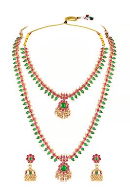Gold plated faux ruby faux emerald studded ethnic belly chain kamarbandh jewellery for women 2