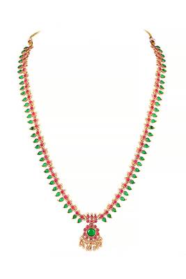 Gold plated faux ruby faux emerald studded ethnic belly chain kamarbandh jewellery for women 5